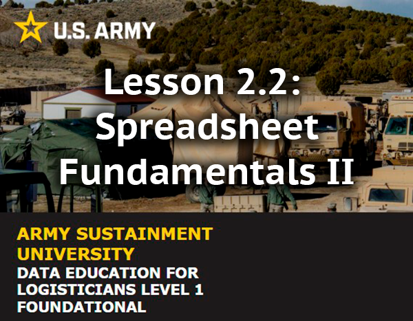 Lesson 2.2 Spreadsheet Fundamentals II