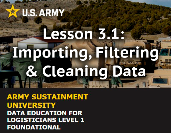 Lesson 3.1 Importing, Filtering, & Cleaning Data